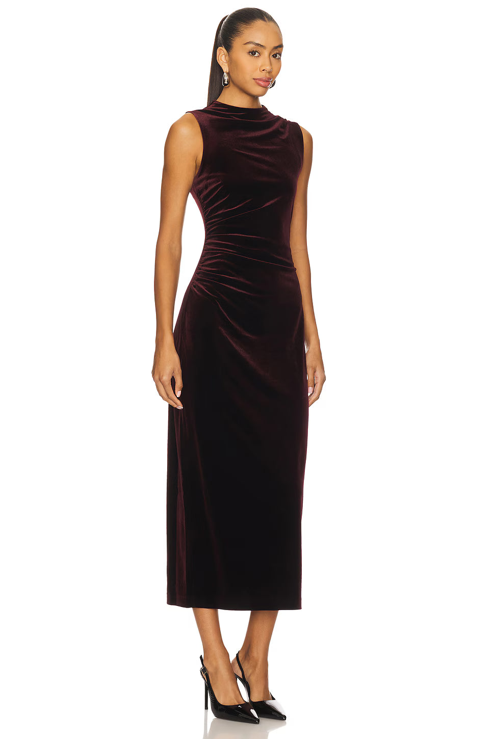 Cleo Velvet Mock Neck Midi Dress