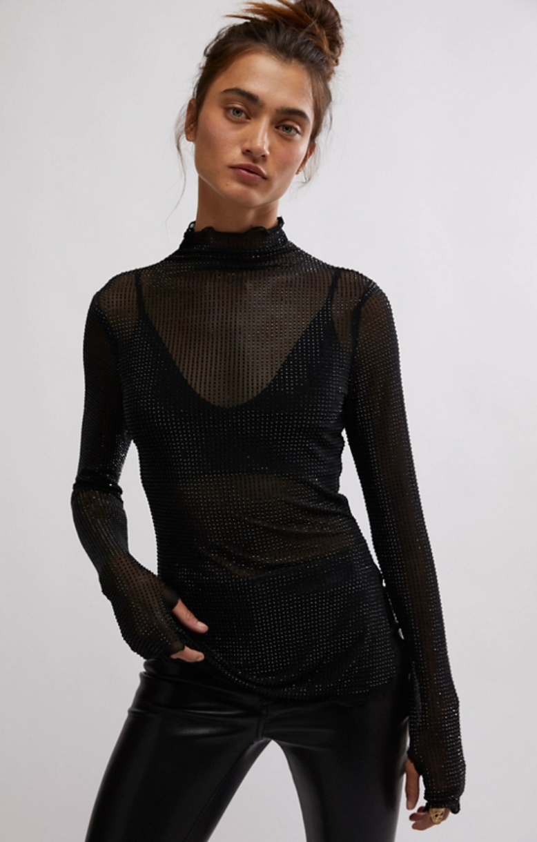 Juliette Studded Mock Neck Top