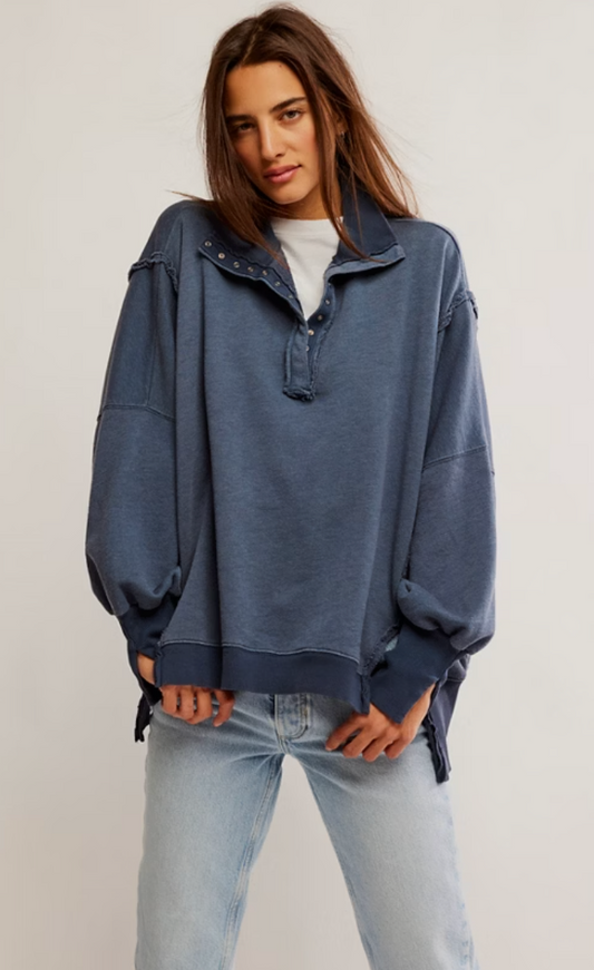Madelyn Henley Quarter Button Up Sweatshirt