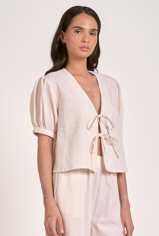 Estella Woven Front Tie Top