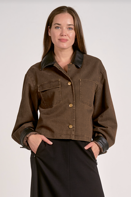 Edith Leather Trim Barn Jacket
