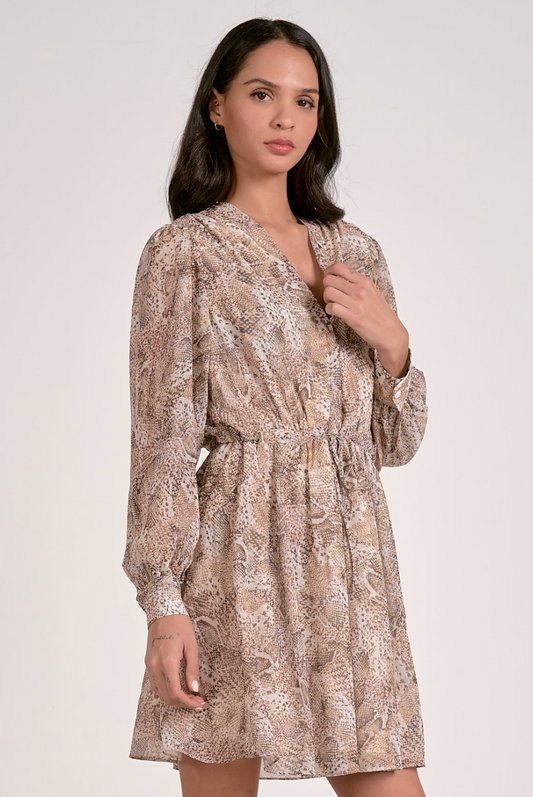 Hilarie Snake Print Woven Mini Dress