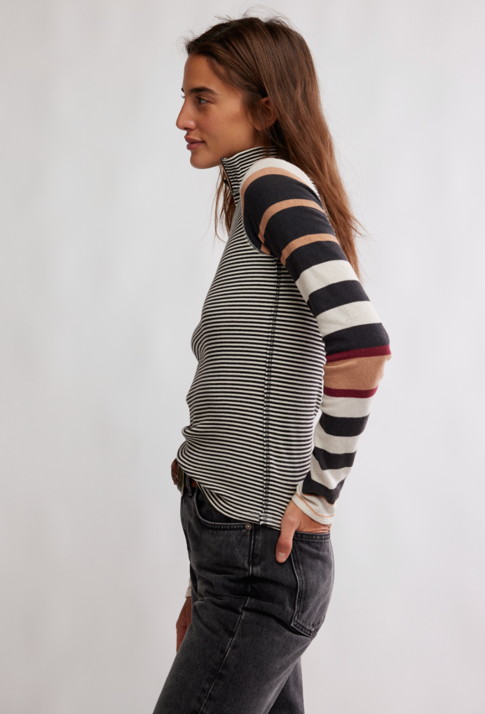Alexandria Striped Zip Top