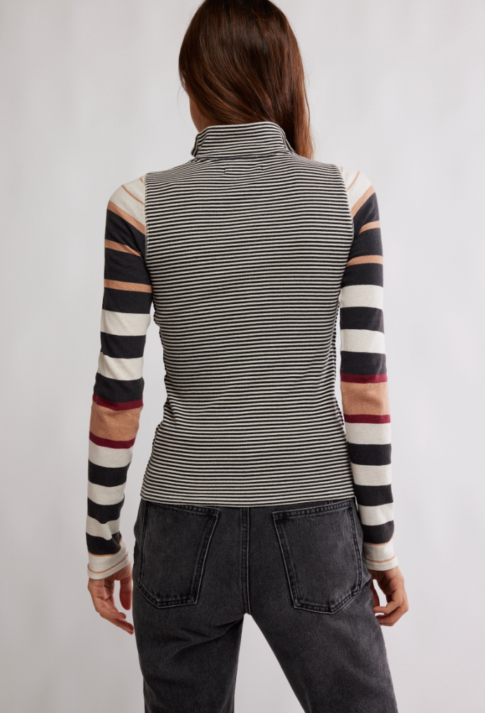 Alexandria Striped Zip Top