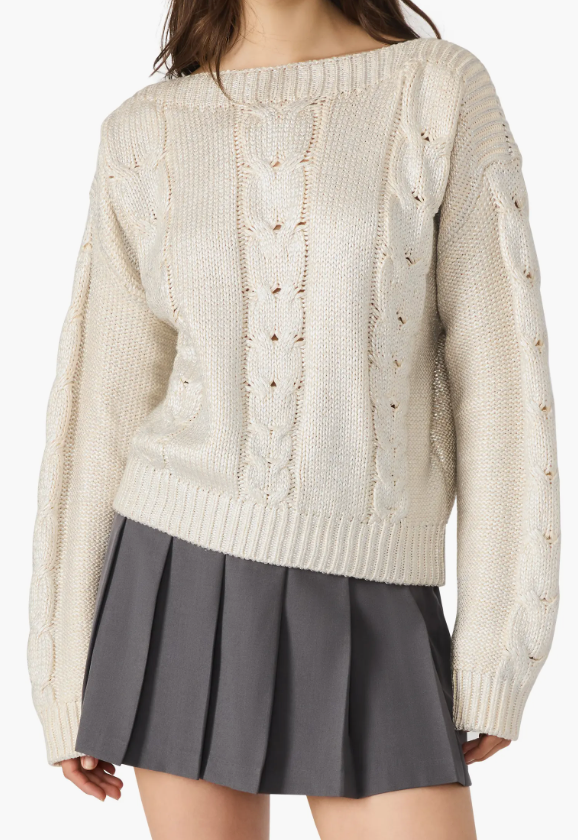 Morgan Cable Knit Metallic Sweater