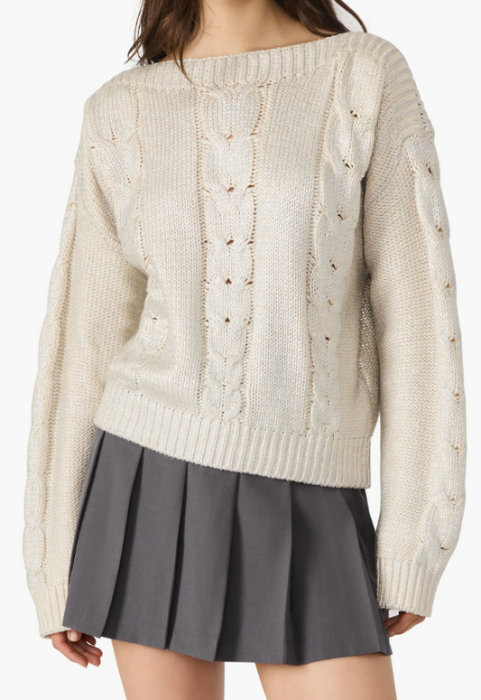 Morgan Cable Knit Metallic Sweater