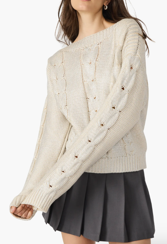 Morgan Cable Knit Metallic Sweater