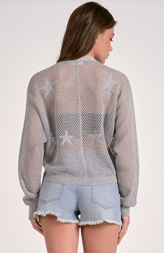 Aliza Mesh Star Zip Cardigan