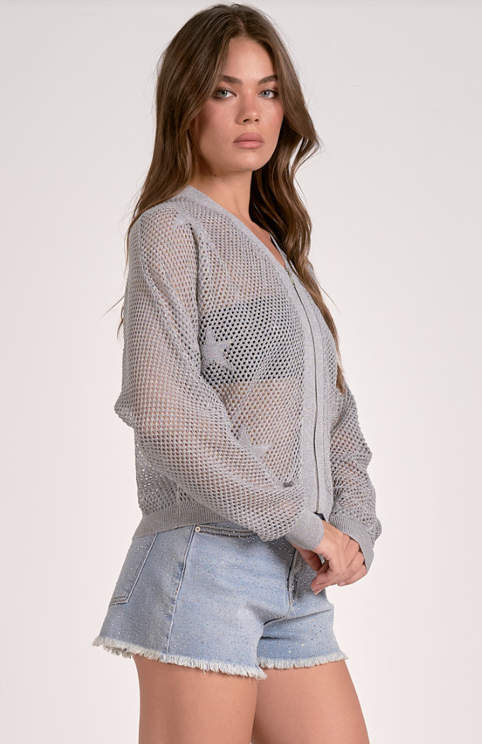 Aliza Mesh Star Zip Cardigan