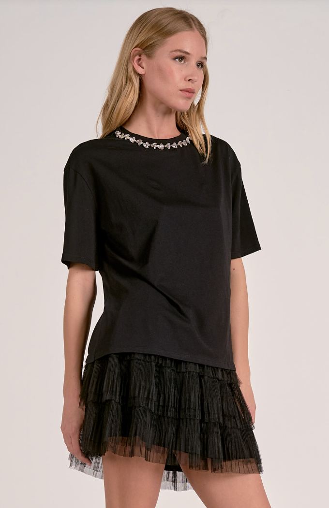 Bentley Embellished Neckline Tee