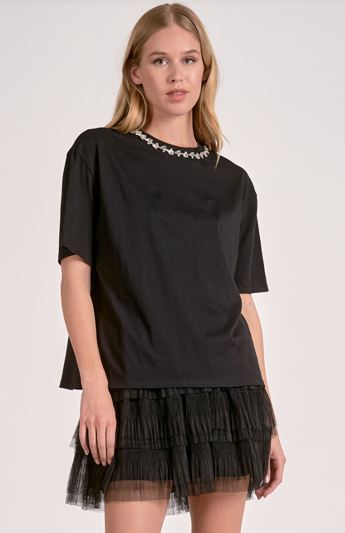 Bentley Embellished Neckline Tee