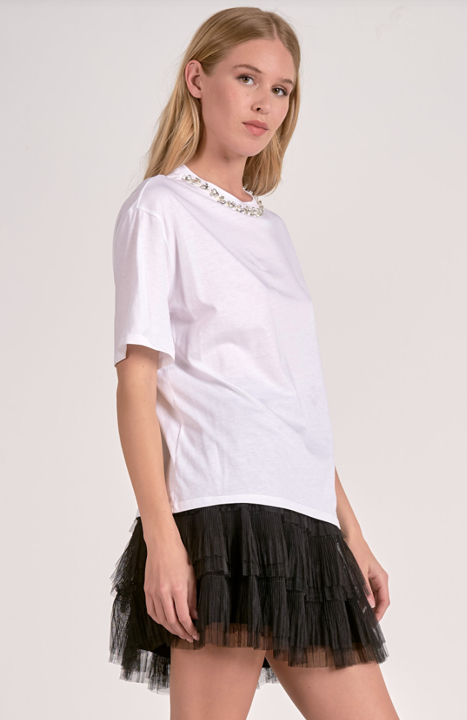 Bentley Embellished Neckline Tee