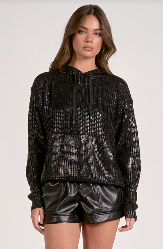 Mariah Metallic Knit Hoodie