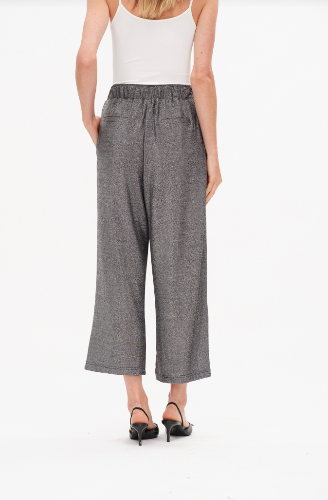 Christian Lurex Tie Front Wide Leg Knit Pant