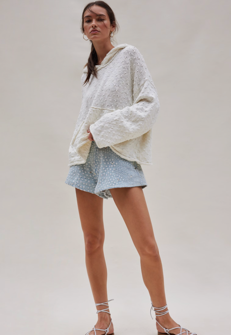 Arya Textured Knit Hoodie