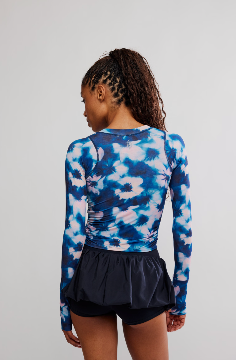 Elsie Printed Ruched LS Top