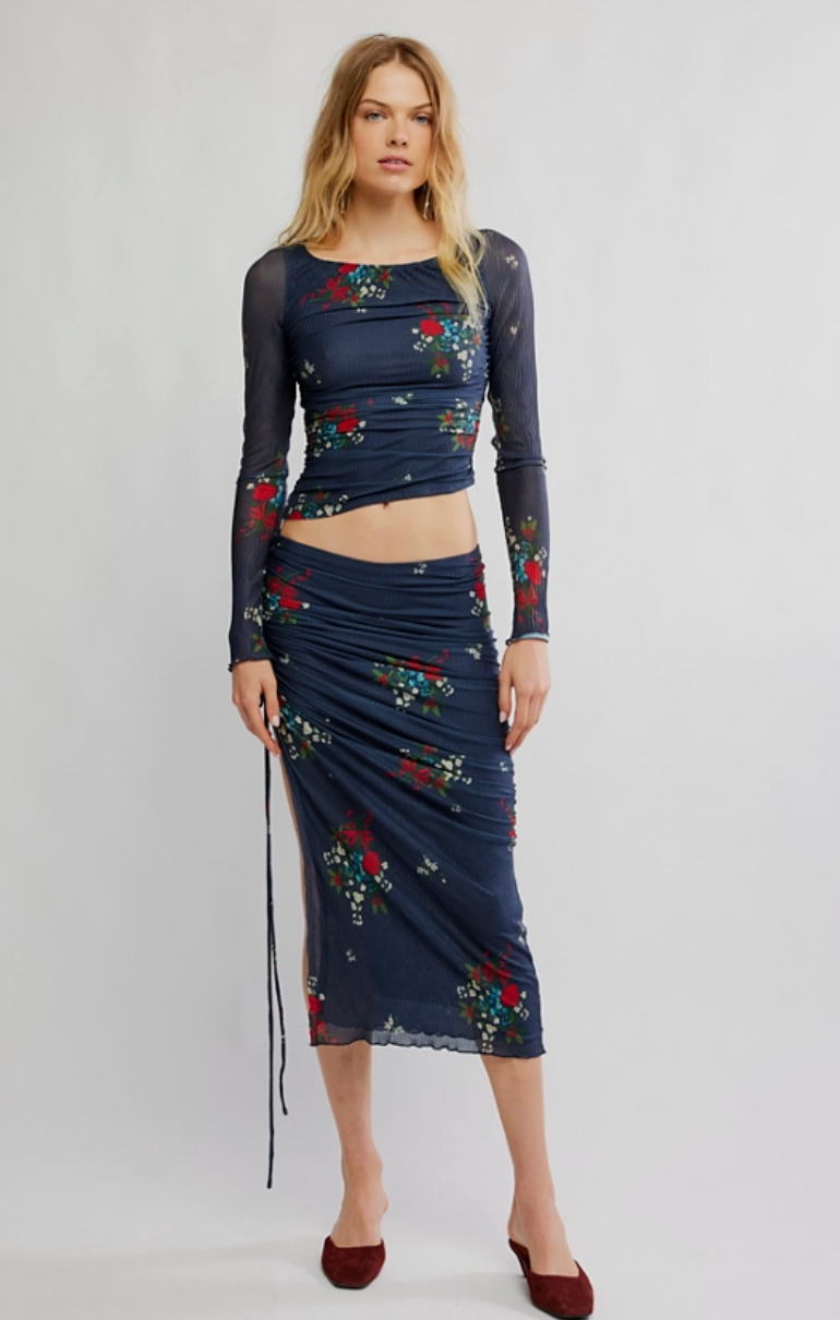 Rumi Floral Midi Skirt Set