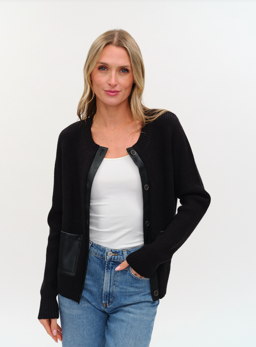 Natalia Faux Leather Cardigan