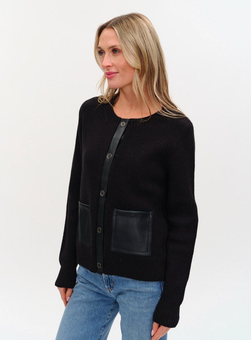 Natalia Faux Leather Cardigan