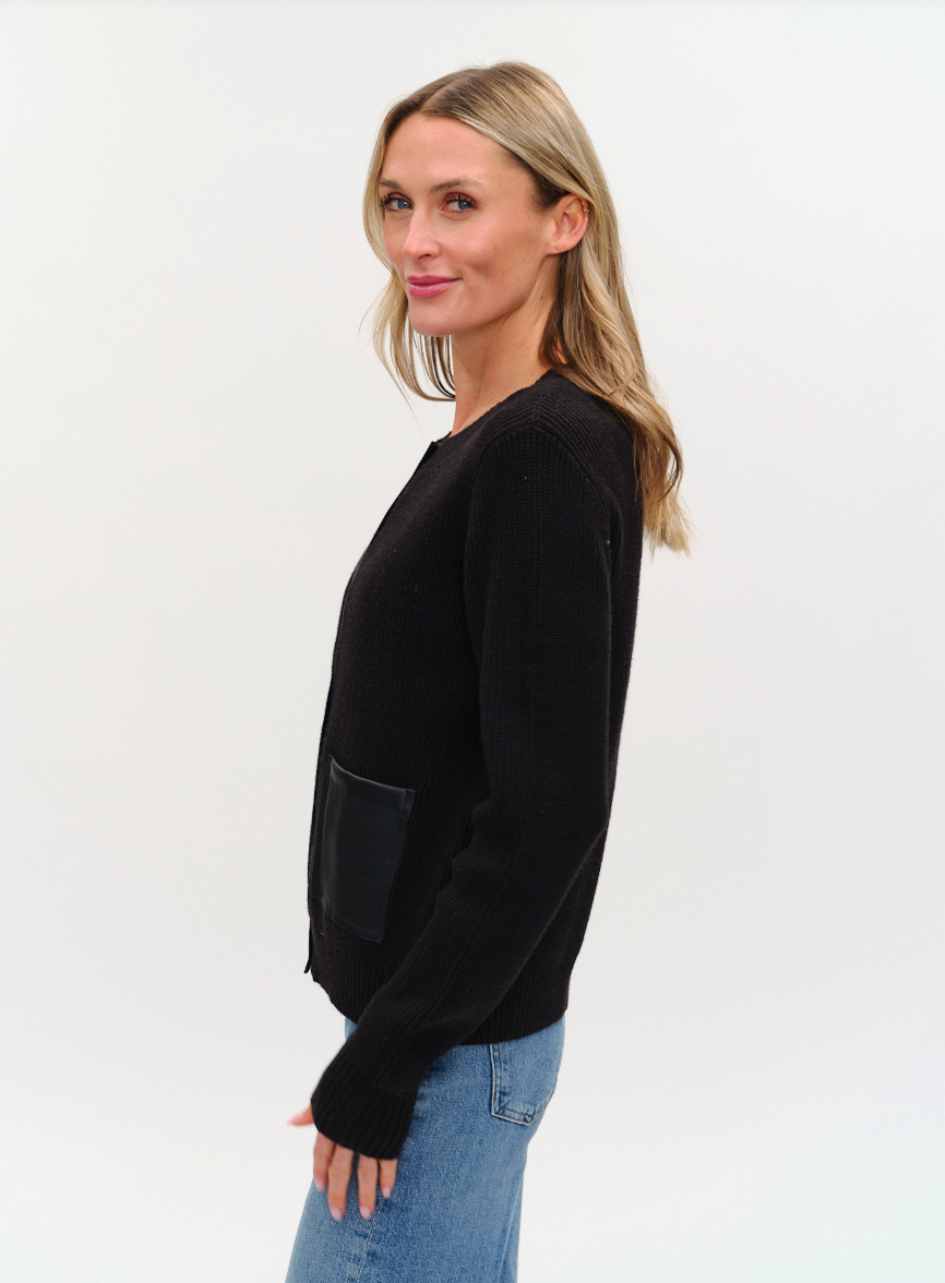 Natalia Faux Leather Cardigan