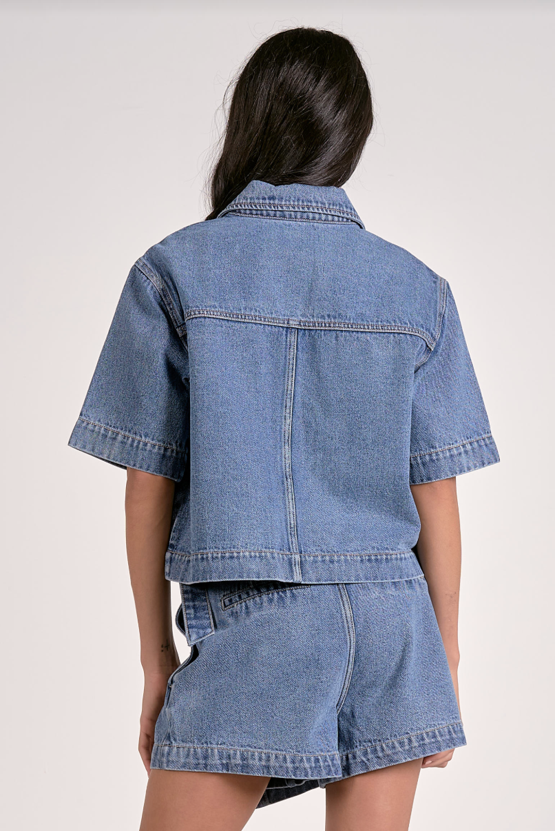 Reeve Denim Button Up Collared Top
