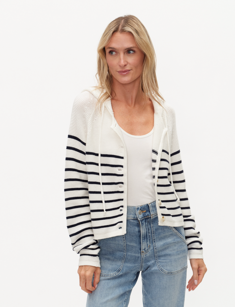 Annalora Striped Button Up Hoodie