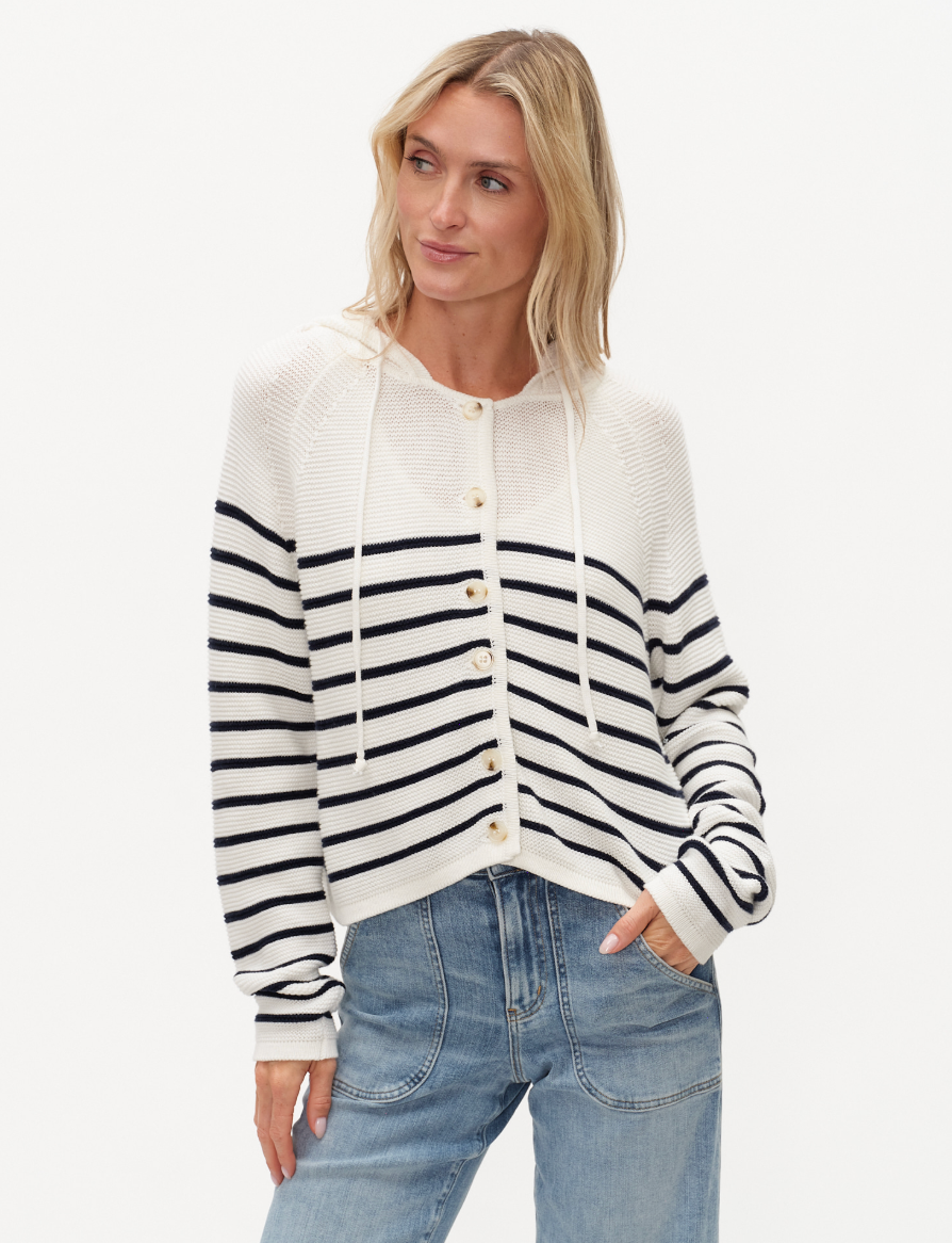 Annalora Striped Button Up Hoodie