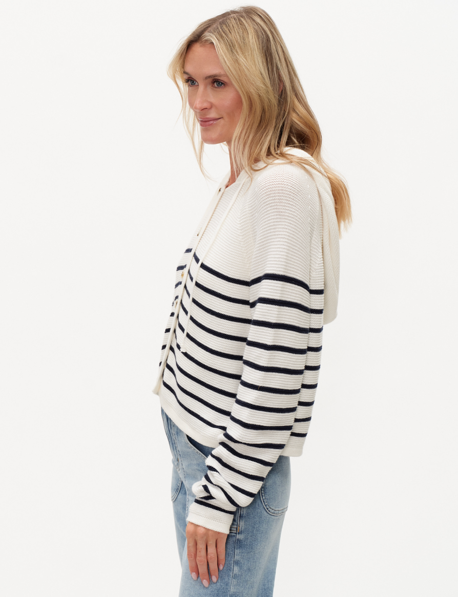 Annalora Striped Button Up Hoodie
