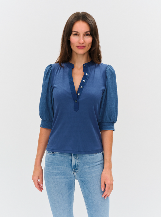 Marina Mixed Media Ribbed Top