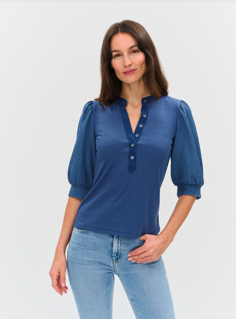 Marina Mixed Media Ribbed Top