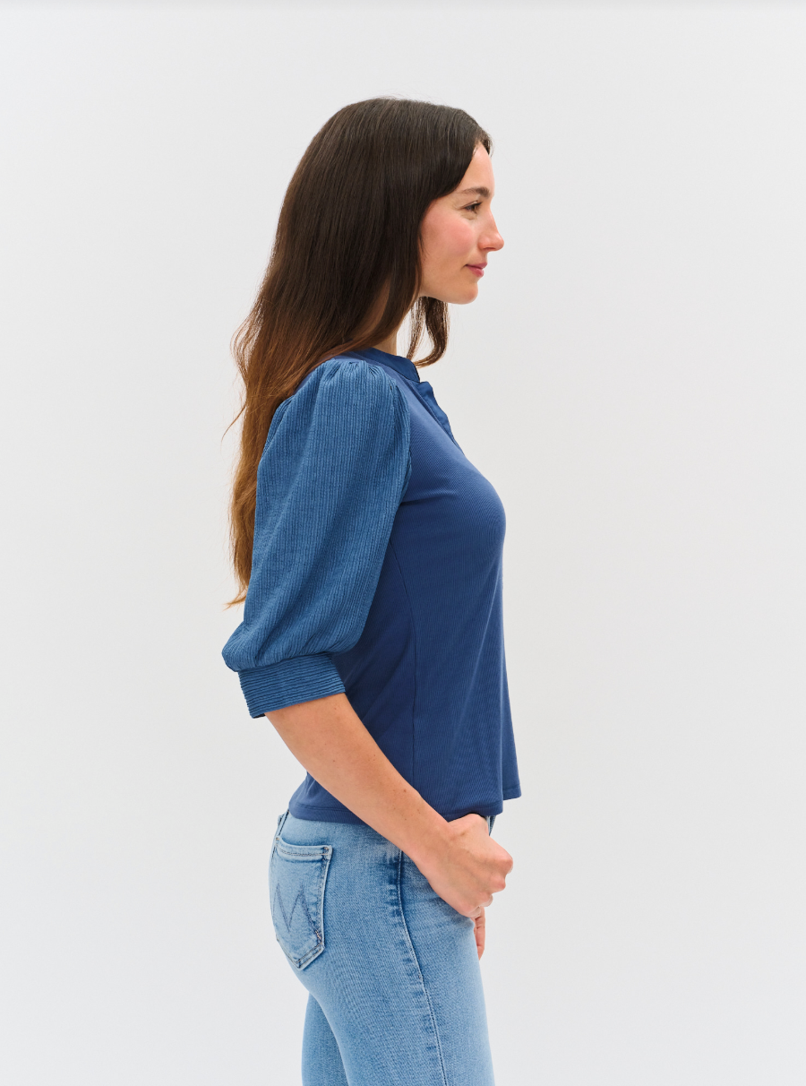 Marina Mixed Media Ribbed Top