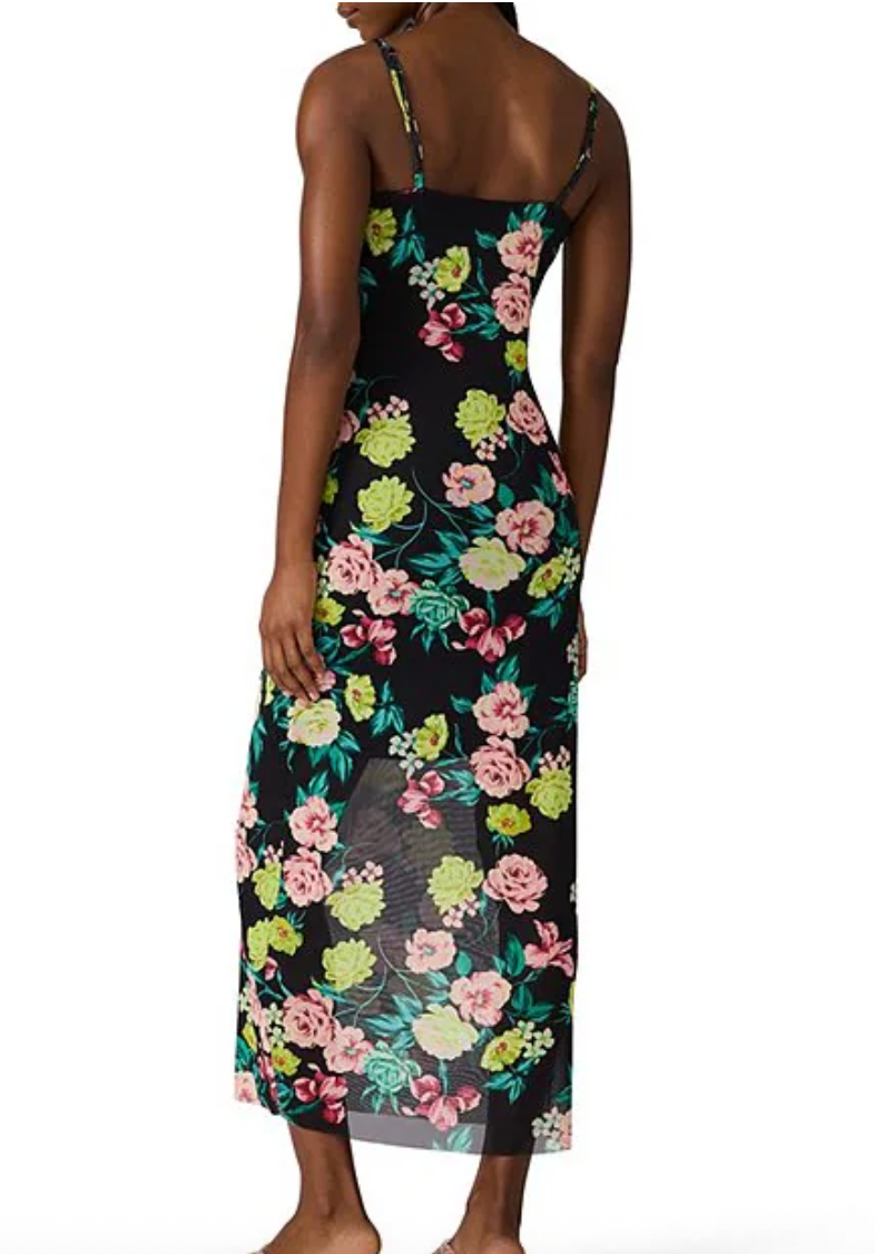Giselly Ditsy Floral Mesh Midi Dress