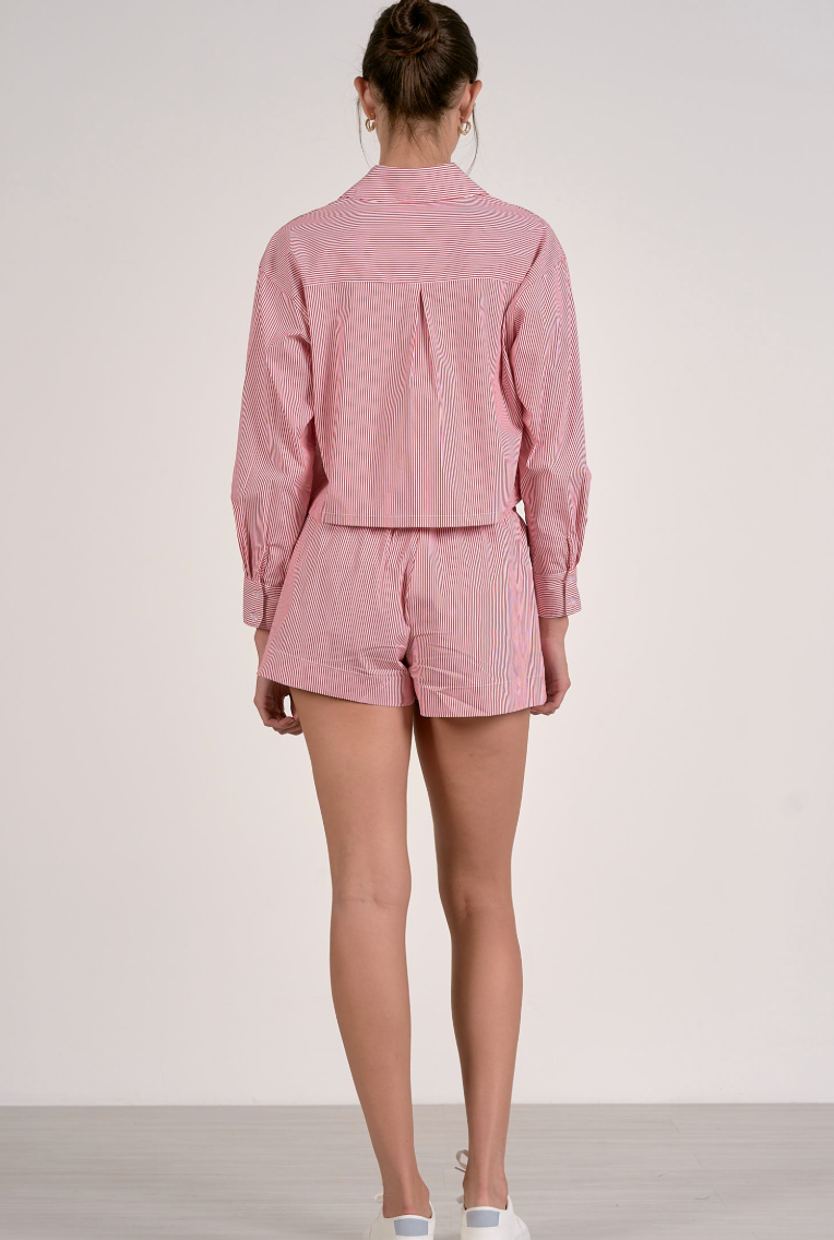 Nan Cropped Striped Poplin Button Down