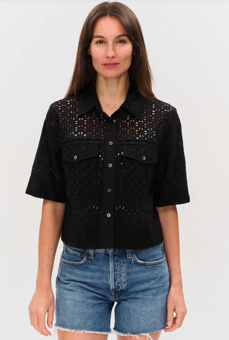 Tove Eyelet Double Pocket Top