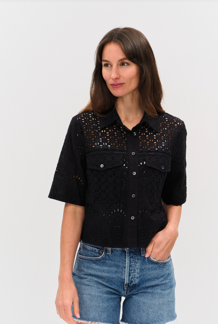 Tove Eyelet Double Pocket Top