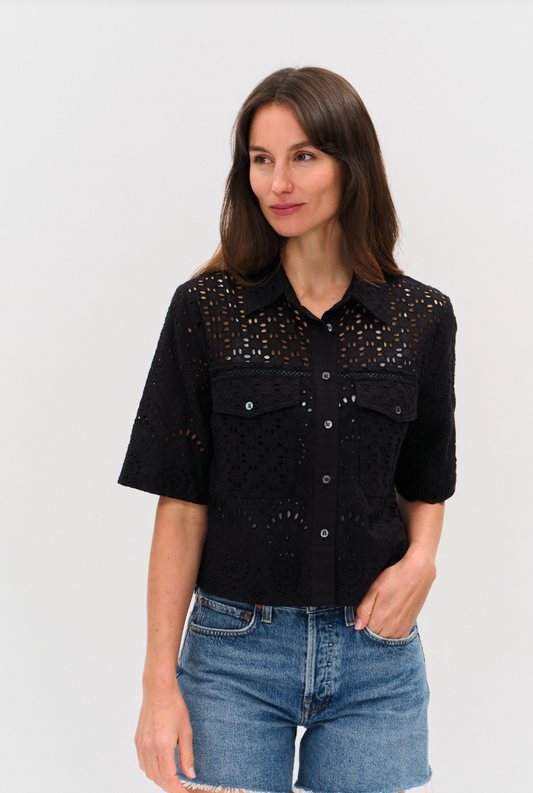 Tove Eyelet Double Pocket Top