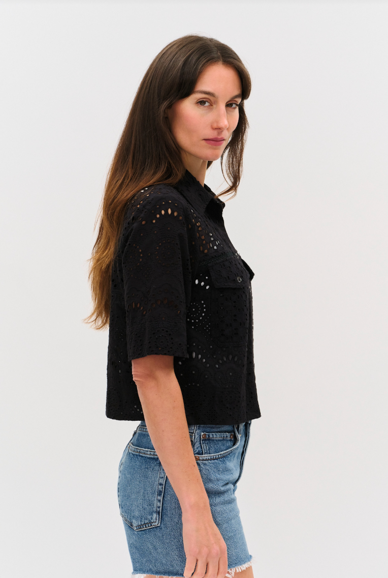 Tove Eyelet Double Pocket Top
