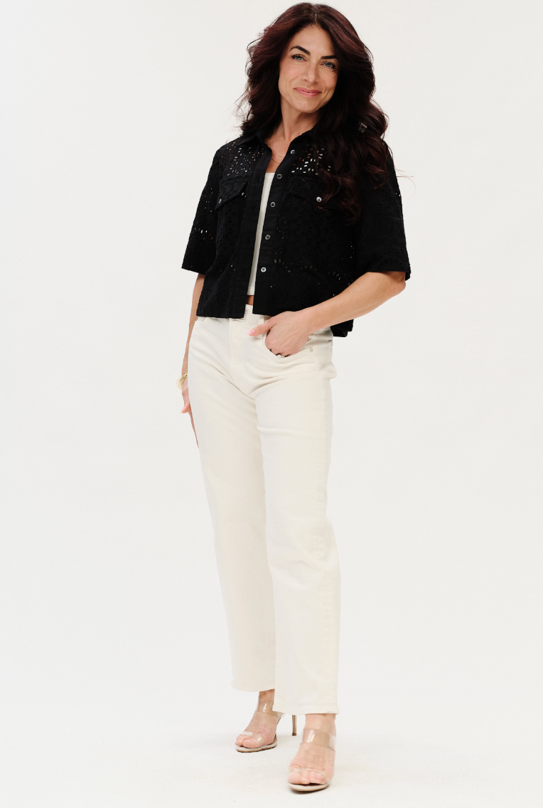 Tove Eyelet Double Pocket Top