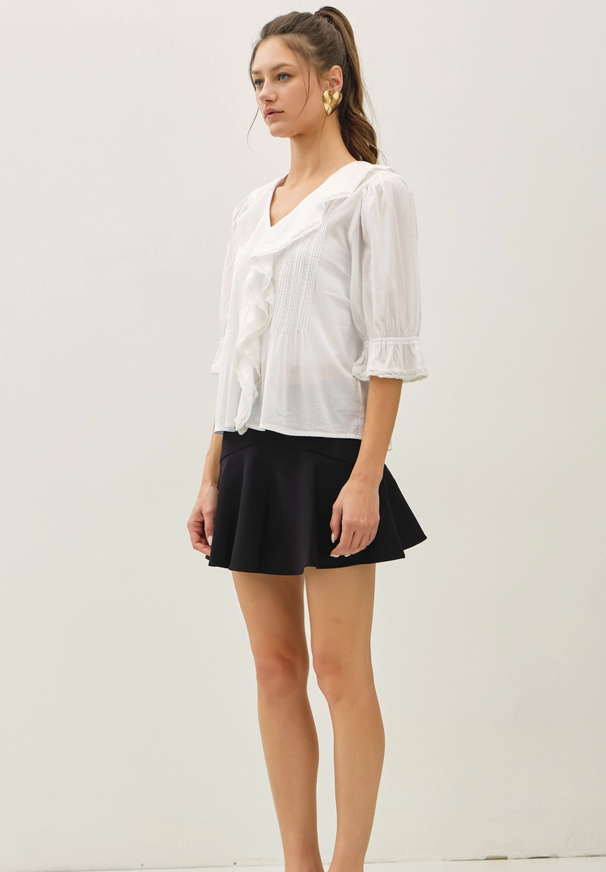 Ginger Vintage Ruffled Pintuck Blouse