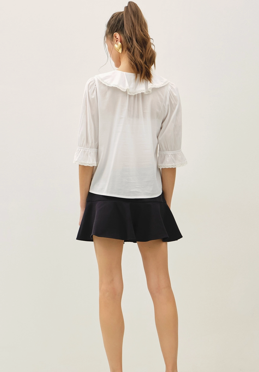 Ginger Vintage Ruffled Pintuck Blouse