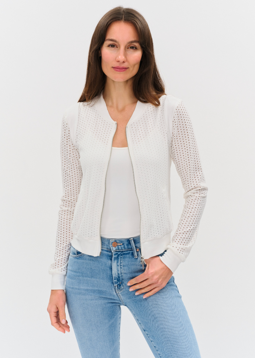 The Cutout Open Knit Zip Up