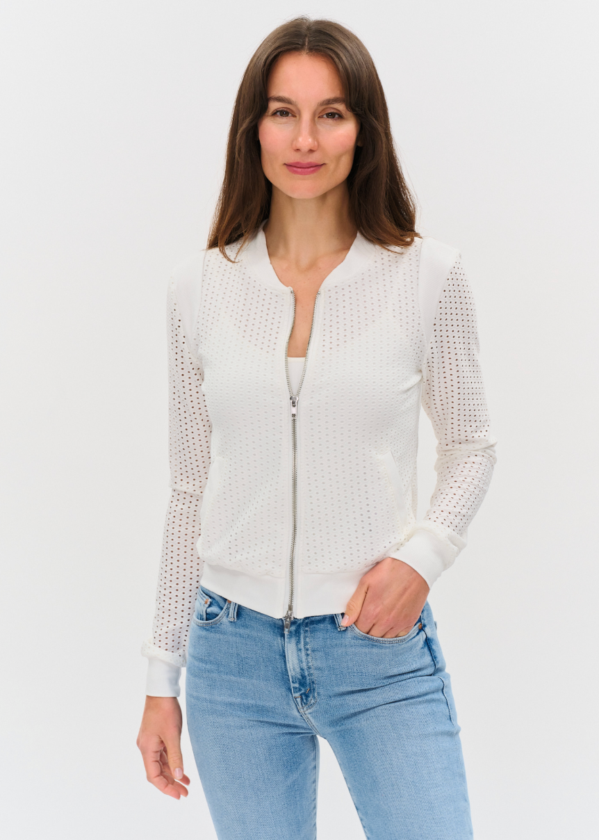 The Cutout Open Knit Zip Up