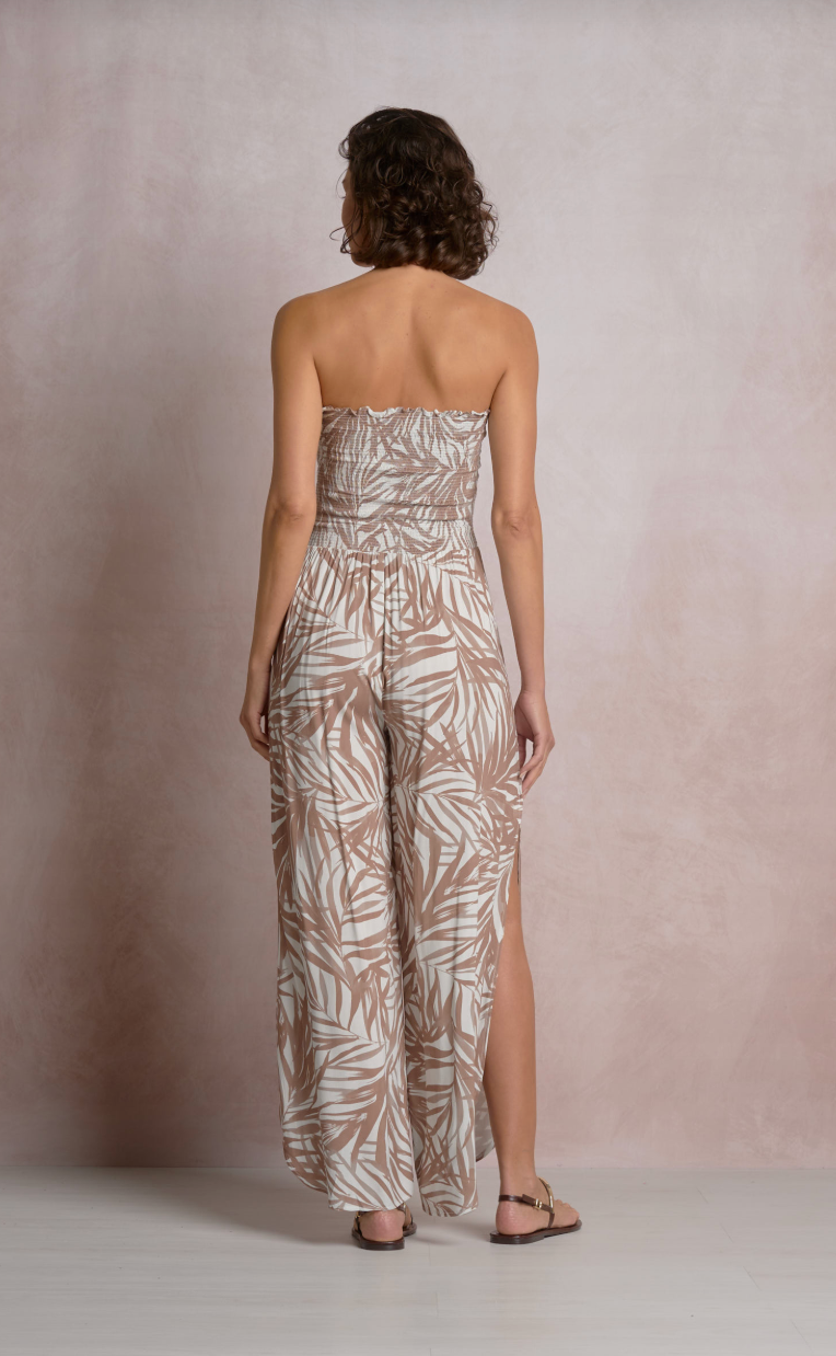 Sonia Palm Printed Smocked Jumpsuit