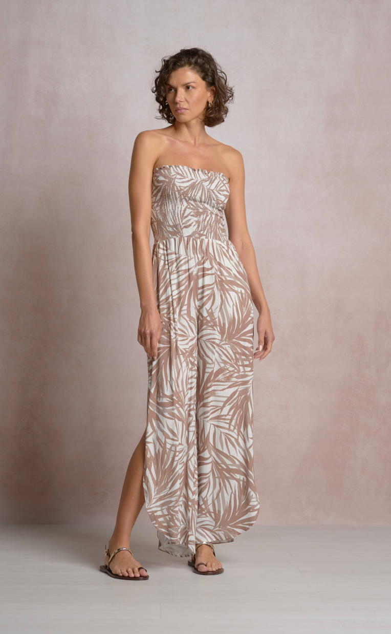 Sonia Palm Printed Smocked Jumpsuit
