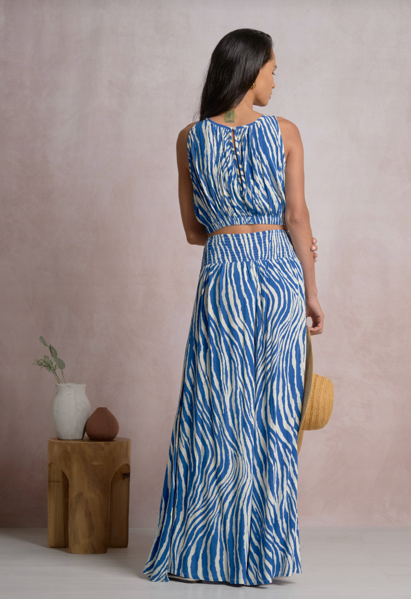 Marisol Zebra Print Woven Cropped Top