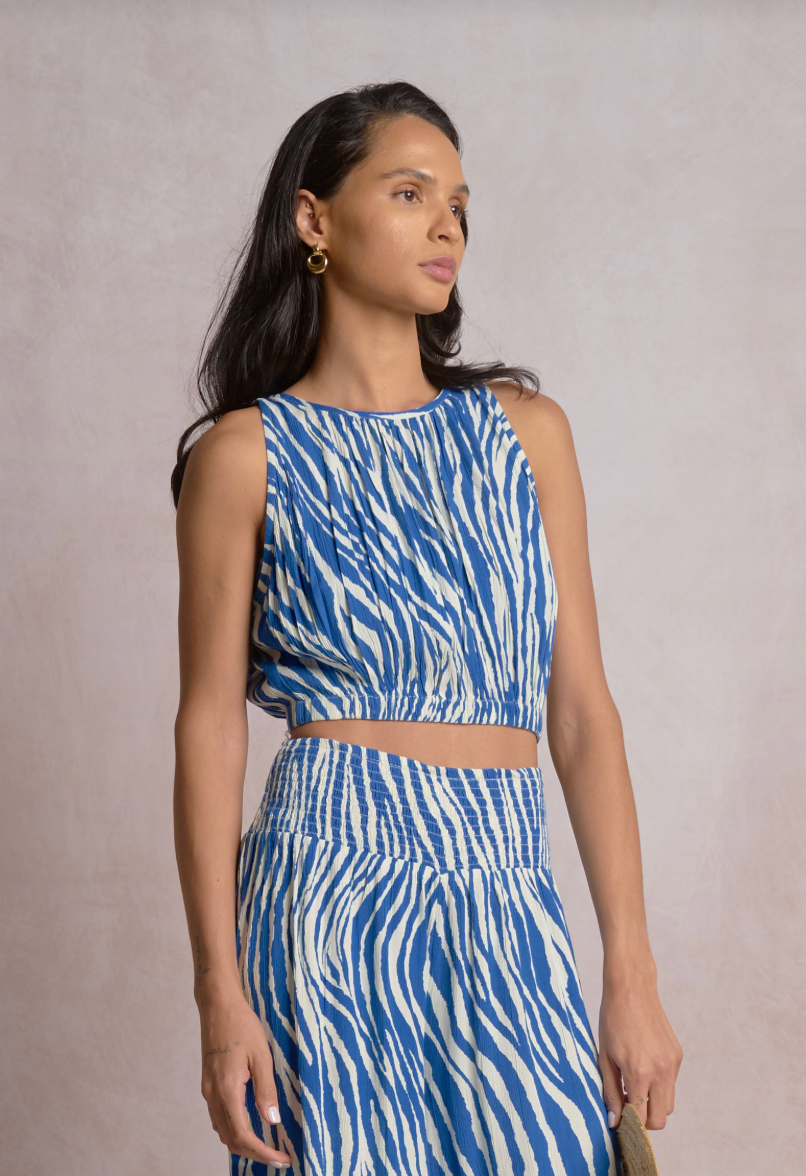 Marisol Zebra Print Woven Cropped Top