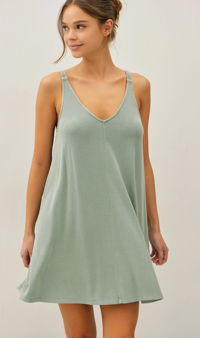 Lori Ribbed V-Neck Knit Dress