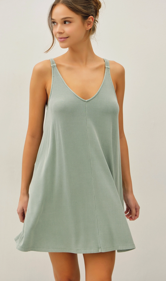Lori Ribbed V-Neck Knit Dress