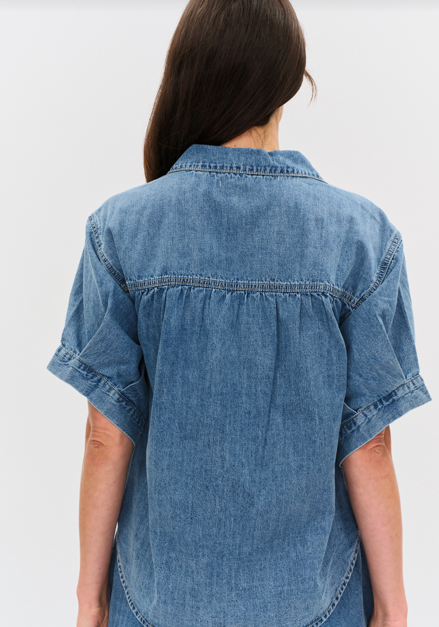 Emma Collared Button Down Denim Top
