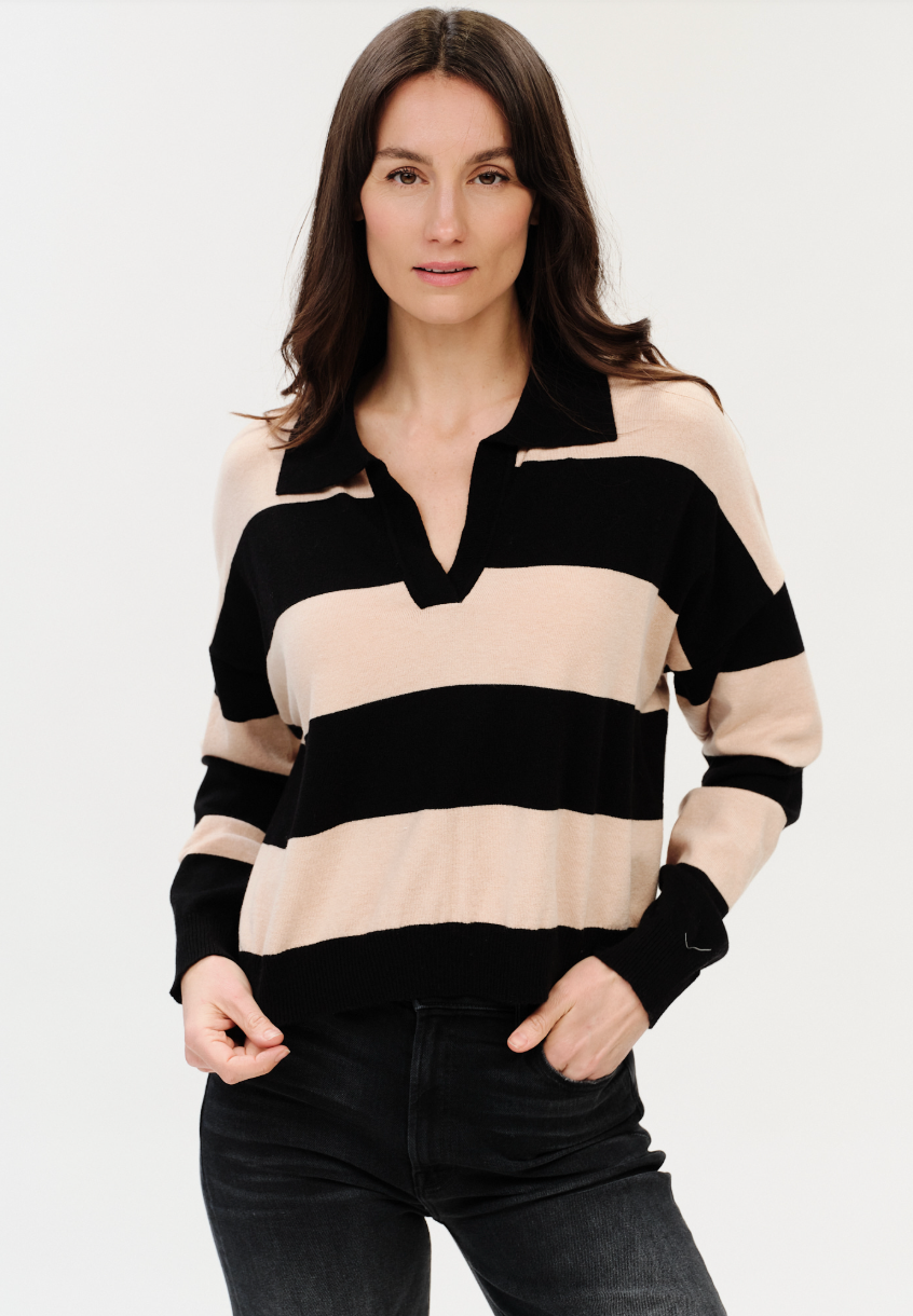 Kate Striped Collared LS Sweater